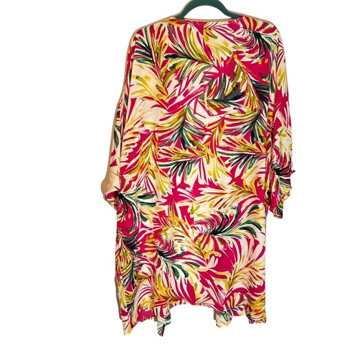 Nine Eight Women's Tropical Print Kimono Cardigan Vibrant Palm Leaves Open Fron - Picture 10 of 11