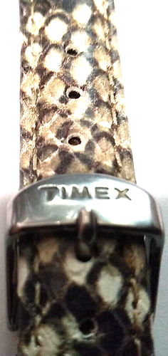 16mm Timex Padded Embossed Simulated Python Snake on Embossed Leather Watch Band - Picture 6 of 7