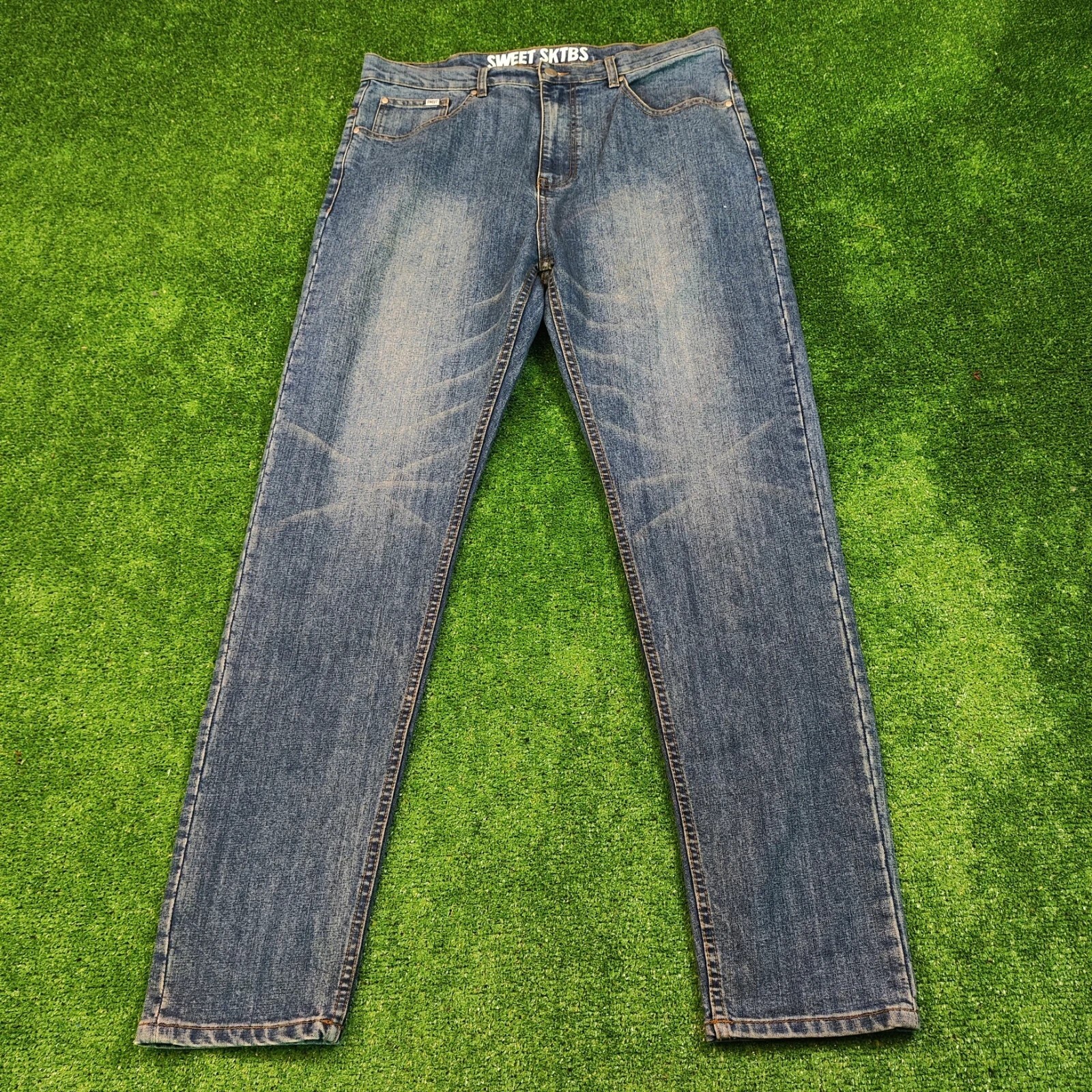 Pantalones de mezclilla SWEET SKTBS adultos 34x34 tiro alto pierna recta azul...