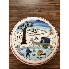 Villeroy & Boch Design Naif Country Winter Horse 4" Trinket Box w/Lid Laplau