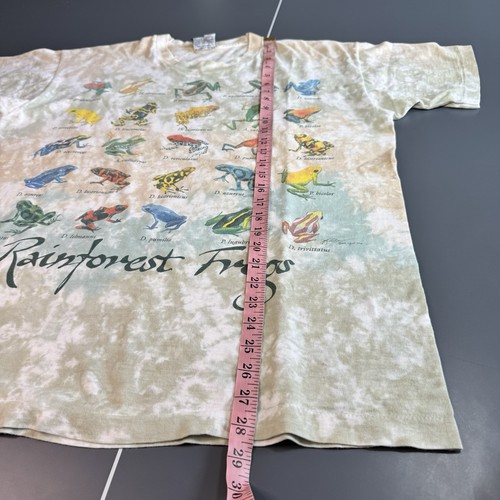 T-shirt cravatta blu liquido anni 90 1993 rane foresta pluviale taglia XL punto singolo animale - Foto 10 di 10