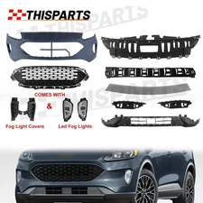 For 2020-2022 Ford Escape Front Bumper Cover Grille Fog Light Cover Bracket Set