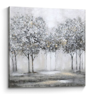 Tree Canvas Wall Art Painting: Nature Blossom Picture Hand Painted Forest Oil...