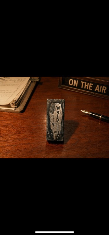 Vtg Print Block Featuring historic WPIC AM Radio station in Sharon, PA, Cir 1930