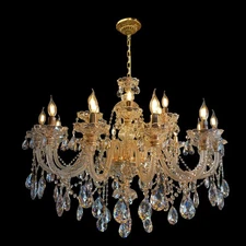 Empire Crystal Teardrop Gold Chandelier 40"