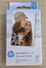 HP Sprocket 2x3" Premium Zink Sticky Back Photo Paper 20 Sheets Compatible