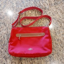 COACH New York F37239 Shoulder Bag Red Zip Close Used Gold Hardware