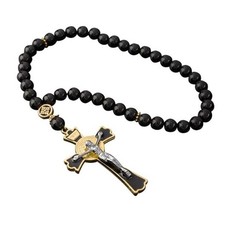 Car Rosary for Rearview Vehicle Mirror, Beads Catholic for 40 Beads Black