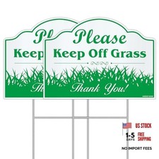 2 Pack Keep Off Grass Sign, 12"X9" Corrugated Plastic Double Sided with Metal