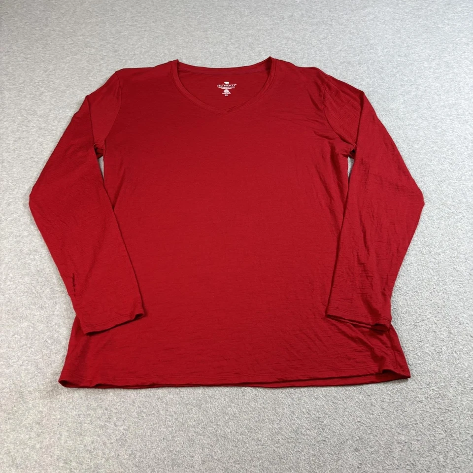 Segments Long Sleeve Shirt Womens XL Lot 2 Black Red Merino Wool Baselayer READ - Image 2 of 4