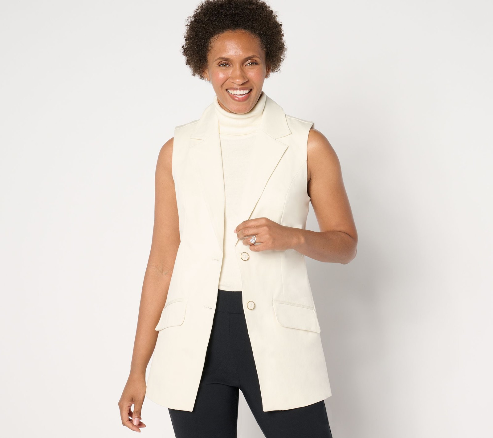 Isaac Mizrahi Live! Women's Plus Sz Jacket 1X Regular Stretch White A655424
