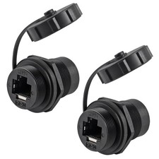 2Pcs RJ45 Connector CAT6 8P8C Panel Mount Shielded Ethernet LAN Bulkhead Ethe...