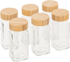 5Five - Set Di Barattoli per Spezie in Vetro Trasparente E Bambù - Organizer per