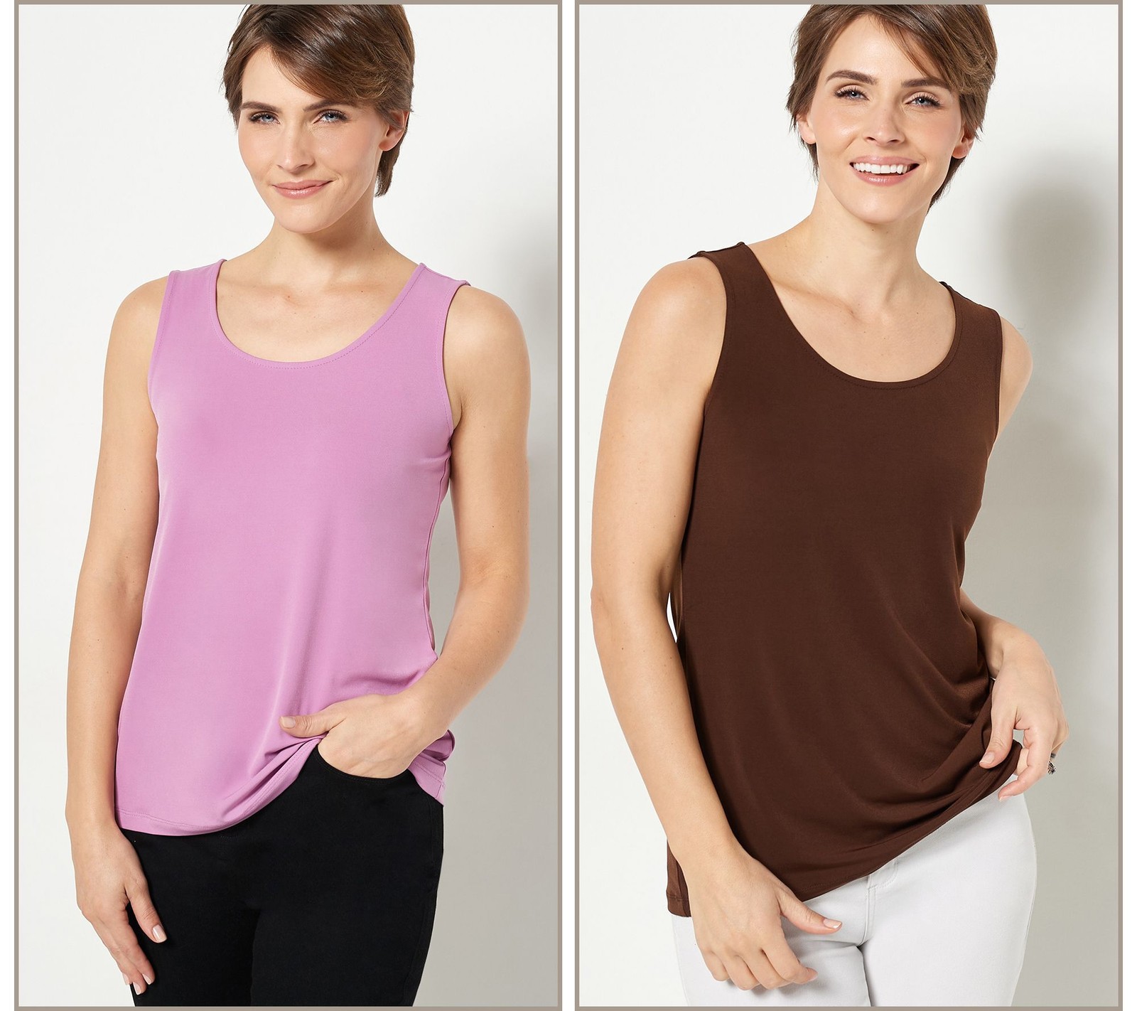 Susan Graver Women's Top Sz XL Essentials Liquid Knit Tanks Purple A366913