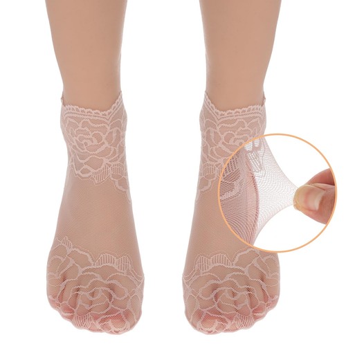 Tyqour 5Pairs Women's Lace Socks Sheer Lace Socks Fishnet Socks Ankle Mesh La... - Picture 3 of 6