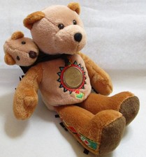 VINTAGE LIMITED TREASURES TEDDY BEAR  PAPOOSE CUB WITH REAL SACAJAWEA 1 COIN