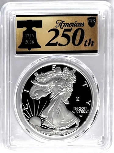 1776 - 2026 W PROOF SILVER EAGLE LIBERY BELL PRIVY FIRST STRIKE  PCGS PR70 GOLD