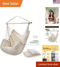 Elegant Hammock Chair Swing 500 lbs Max with Cushions for Indoor & Outdoor