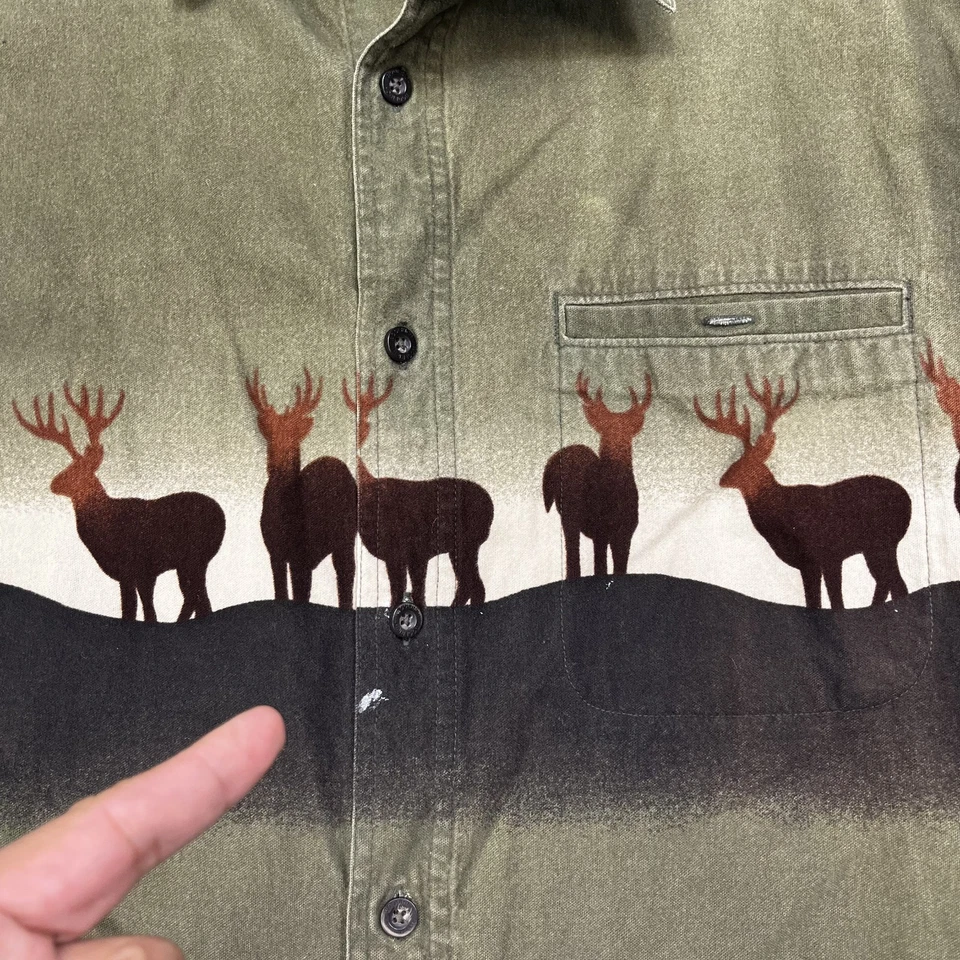 Vintage Woolrich Shirt Mens Large Deer Print Flannel Fleece Hunting Outdoors - Image 3 of 4