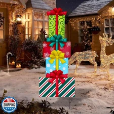 Afirst Christmas Yard Stakes Gift Box Christmas Yard Decorations 