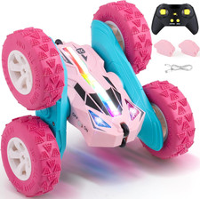 Pink Remote Control Car RC Flip Stunt Double Sided Driving Cars Toys for Girls A