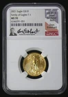 2021 MS-70  $10  T- 1 GOLD EAGLE,  SCARCE EVERHART SIGNED LEAD SCULPTOR LABEL