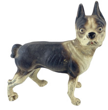 Vtg Cast Iron Boston Terrier Dog Doorstop Hubley Style Bookend Heavy