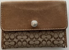 COACH Vintage Card Case Micro Signature Leather Wallet Brown