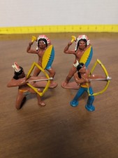 Vintage Lot Of 4 Barclay Pod Foot Lead Native American Figures