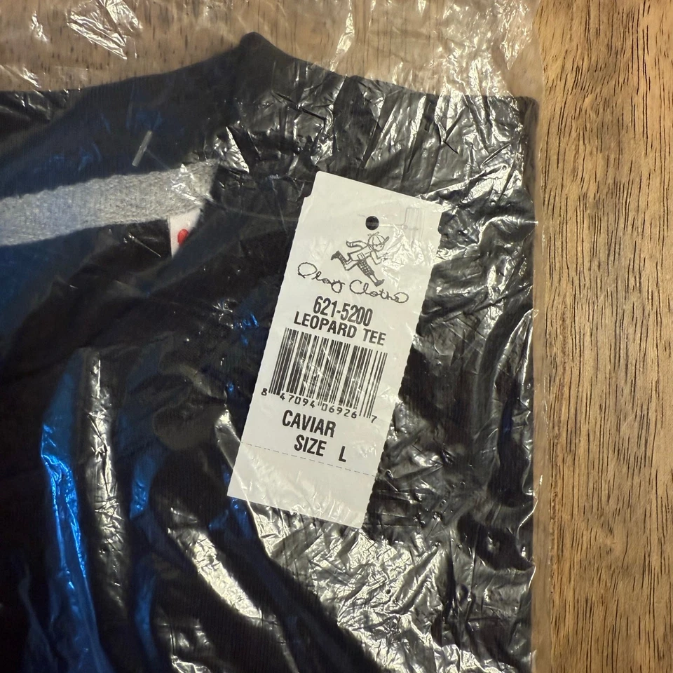 Play Cloths Leopard Cheetah Tee Shirt 100% Cotton Caviar Black Unisex Large - Image 2 of 4