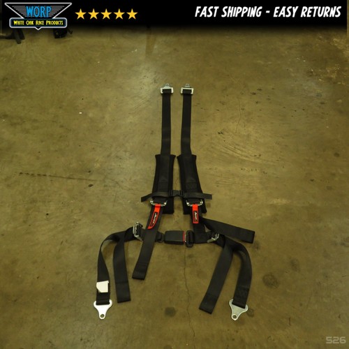 ACES RACING 4-POINT BLACK RACE HARNESS 2" SEAT BELT OFF ROAD UTV RZR