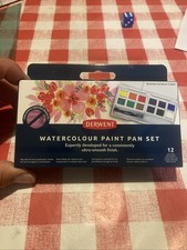 Derwent Watercolour Paint Pan Set of 12 Colours Brand New