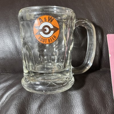 Vintage A&W Small Root Beer Mug of Clear Glass Great for Floats 4 1/2in Tall