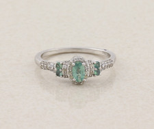 Sterling Silver Green Apatite White Zircon Ring Size 9 1/4