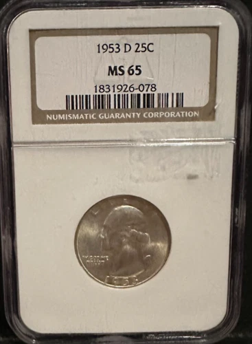 1953-D WASHINGTON 25c QUARTER NGC MS65 #1831926-078