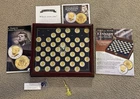 Danbury Mint Silver & 24K Gold Kennedy Half Dollar Collector Case/Key and Coins.