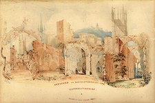 Antique early 19th centry Monmouthshire watercolour painting by E Ellis