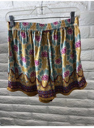 Natural Life Maribel Shorts S Mustard &Turquiose Floral