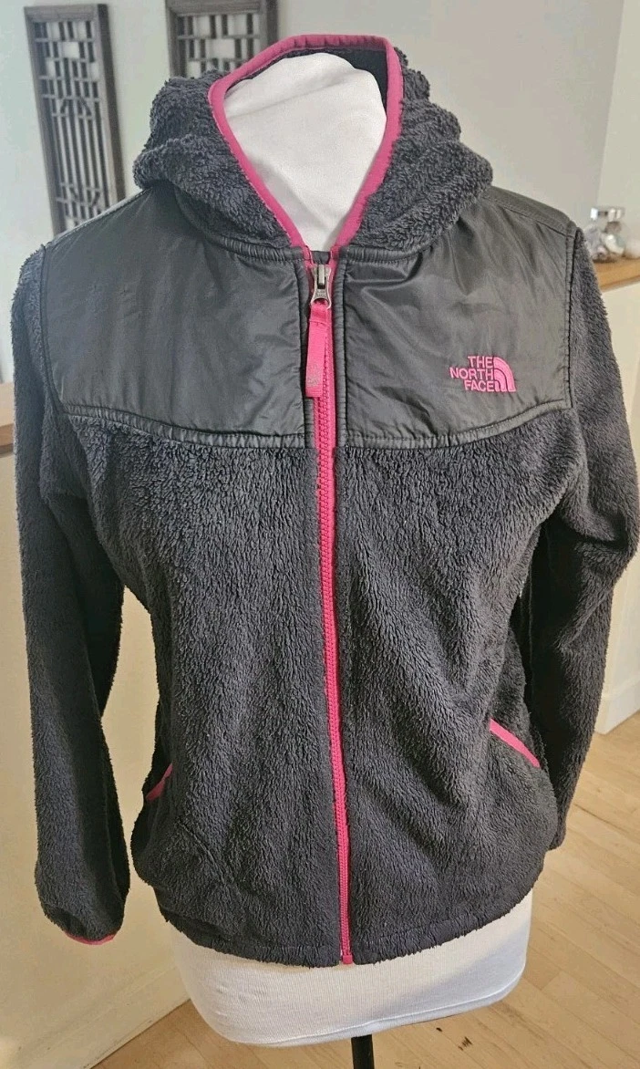 The North Face Dark Suave Oso Gray Sherpa/Fleece Full Zip Hooded Jacket Sz XL 18
