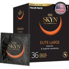36 Count Elite Large Lubricated Non-Latex Condoms for Sensational Sensitivity