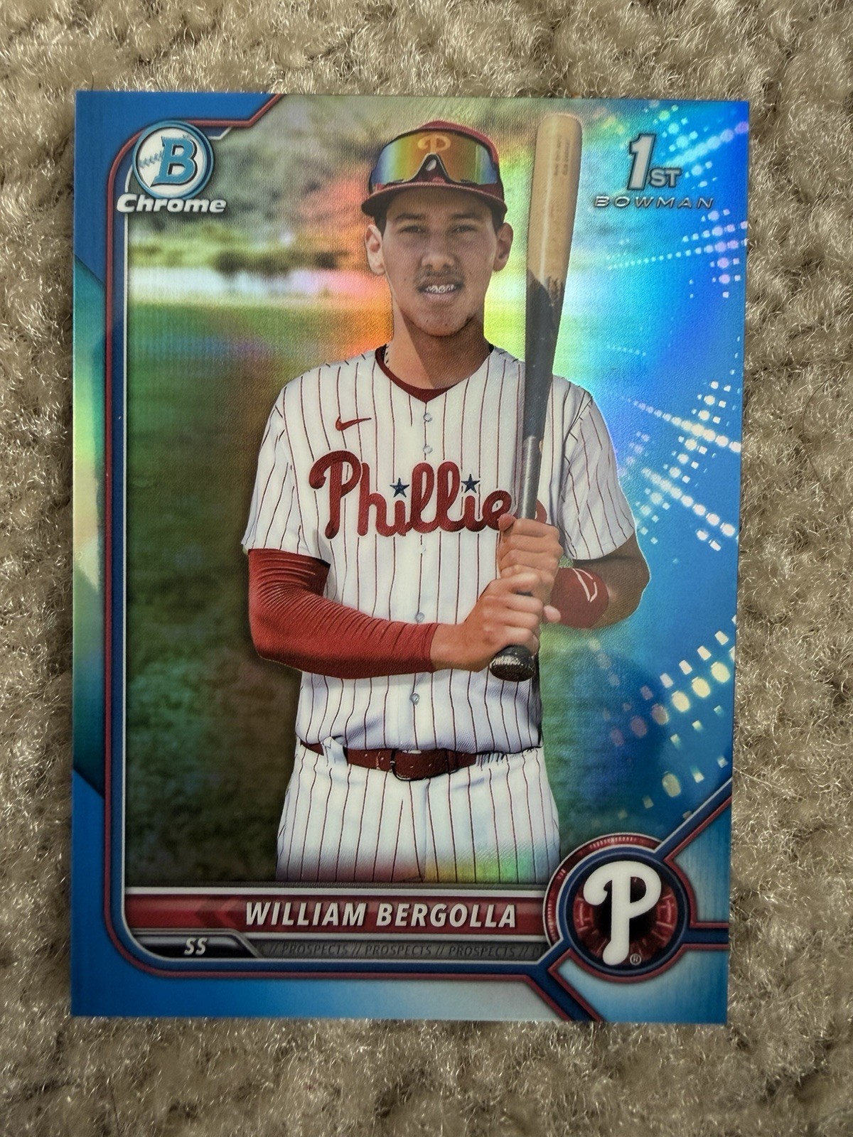 2022 Bowman Chrome #BCP-159 William Bergolla 1st True Blue Refractor /150