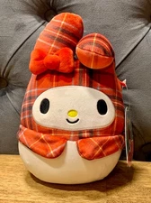 Sanrio Squishmallows 9" My Melody Red Plaid Hello Kitty & Friends Manga Kawaii