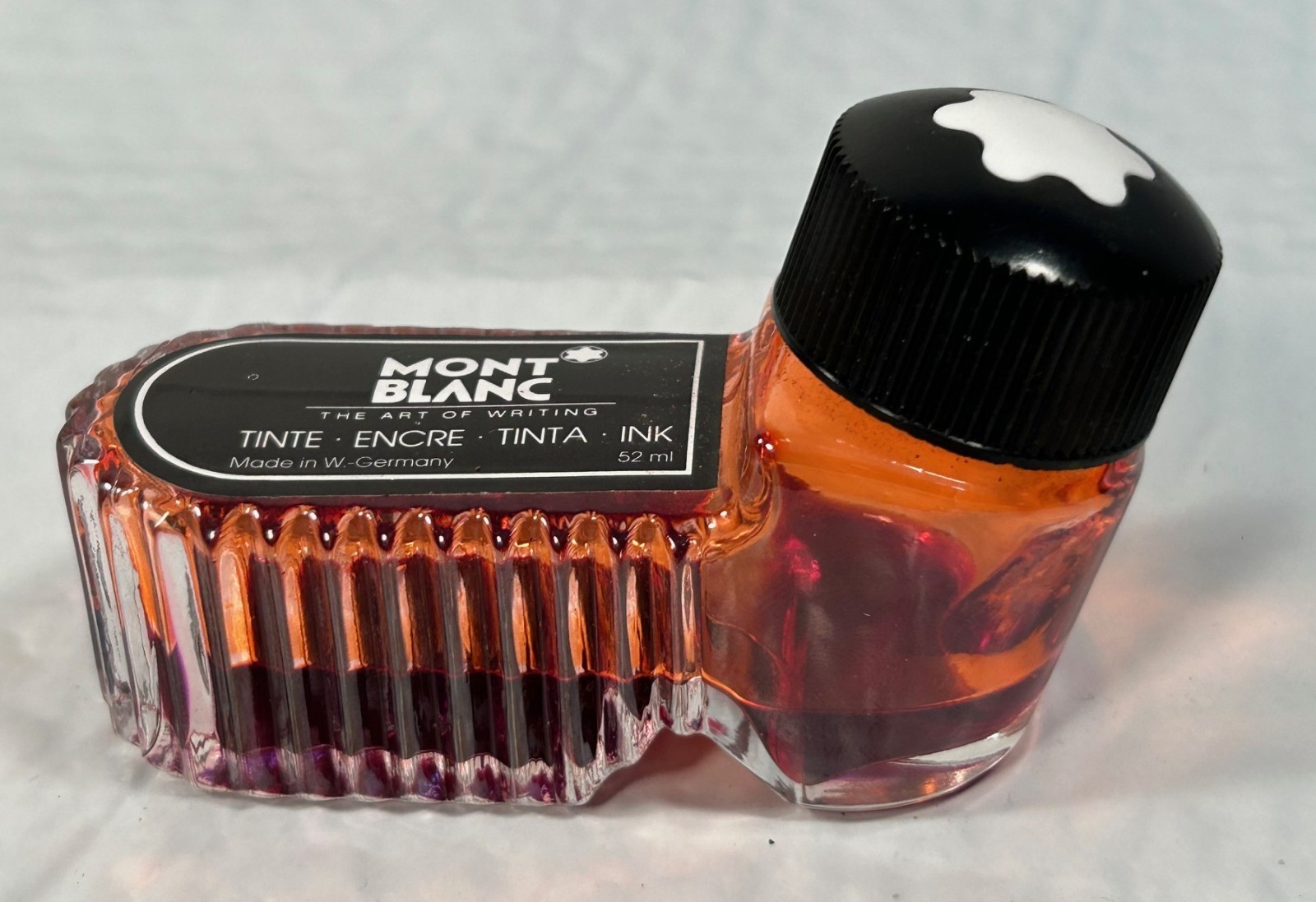 VINTAGE GLASS FOUNTAIN DIP PEN ADVERTISING MONTBLANC INKWELL RED INK BOTTLE