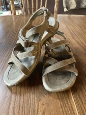 Hi-tec Woman’s Sling Back Sz 7 Sandals Tan/grey Adjustable