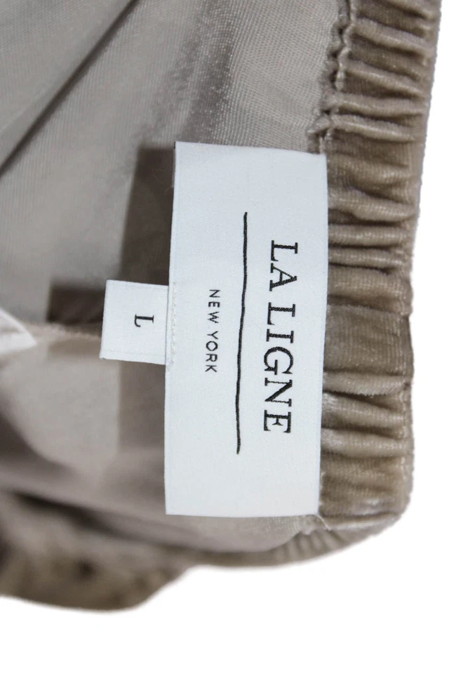 Pantalones de vestir para mujer La Ligne marrón mezcla de seda rayón talla L Foto 4 de 4