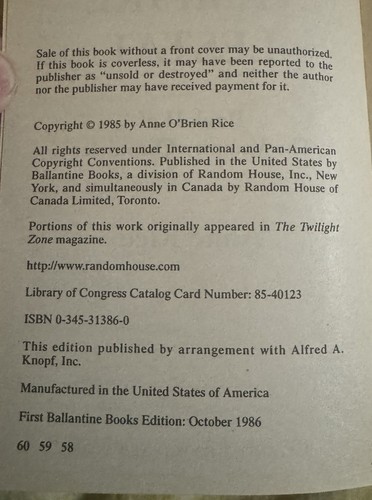 ANNE RICE - First 4 “Interview with the Vampire” Series - Picture 6 of 10