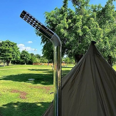 2-Piece Stainless Steel Chimney Pipe For Camping Wood Stove - 2.95" Diameter, Elbow Style