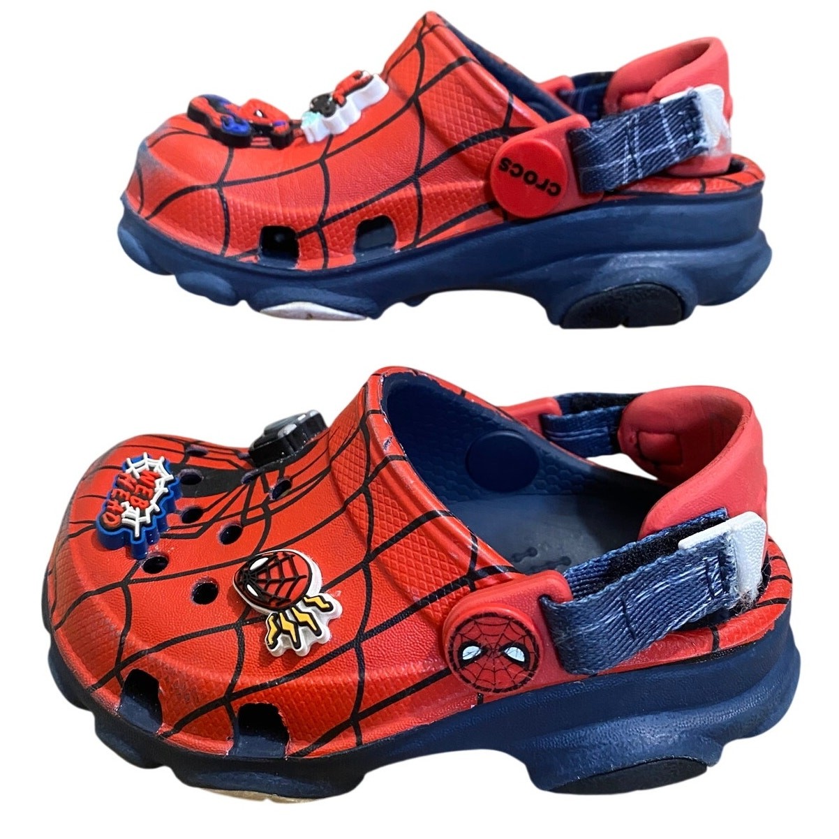 Crocs Kids Spider-Man All-Terrain Clogs C6 Red Navy Marvel Shoes