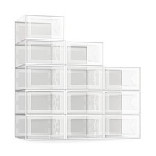 SEE SPRING 12 Pack Shoe Storage Box, Clear Plastic Stackable Shoe Organizer f...