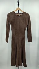 Quince Women Mongolian Cashmere Wide-Rib Midi Dress Brown Basic Sleeved M